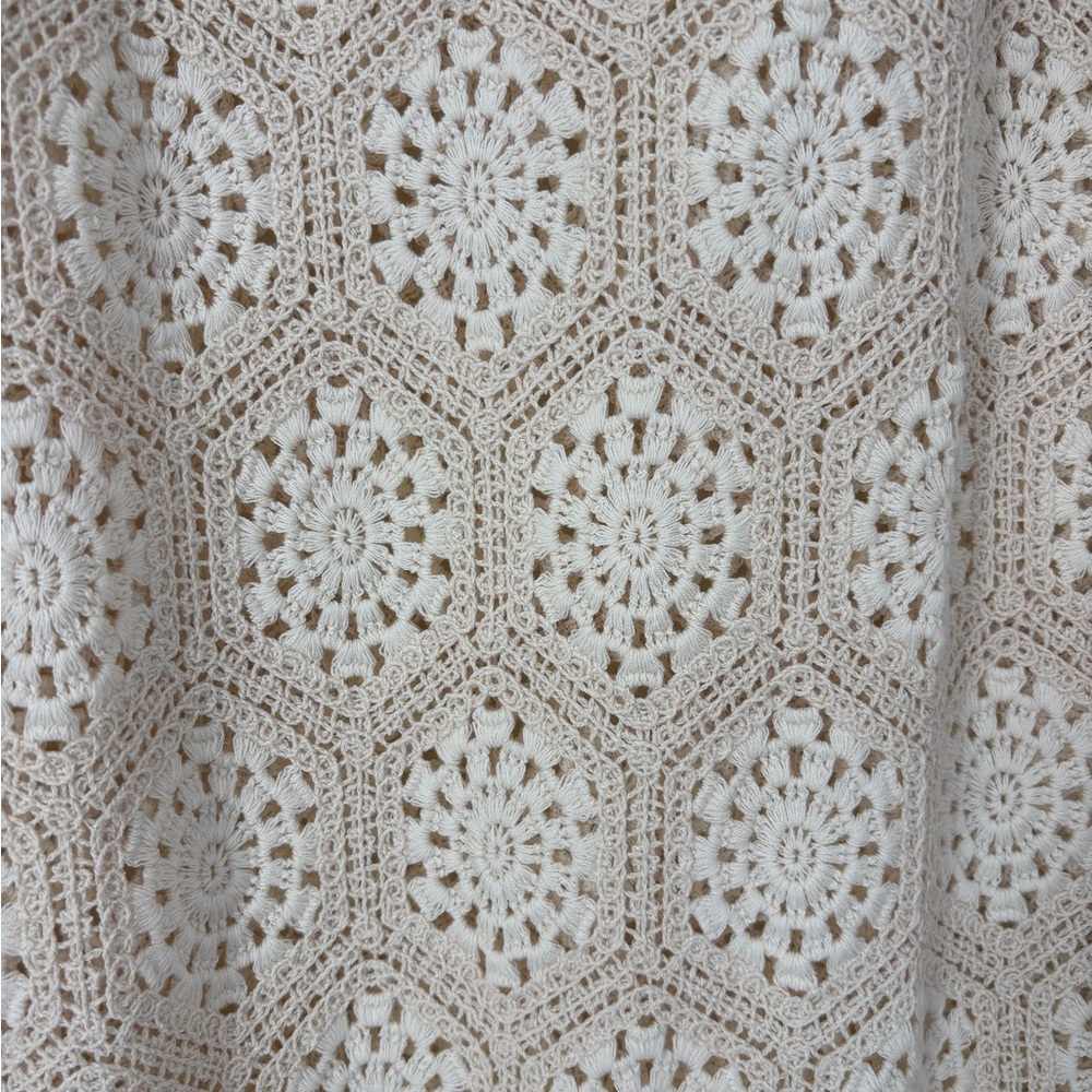 Agua Bendita Tove Seed Crochet Cover Up Maxi Skirt Cream Sz L - Picture 4 of 8